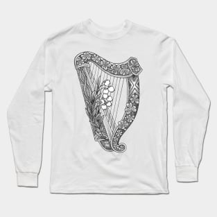 Celtic Harp with Shamrocks Long Sleeve T-Shirt